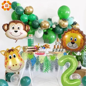 1 Takım Vahşi Bir Hayvan Tema Orman Parti Sevimli Şekil Balonlar Mutlu Doğum Günü Afiş Bebek Duş Doğum Günü Safari Parti Kaynağı