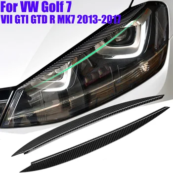 1 Çift Far Kaş Göz Kapağı Kapak Trim ABS Karbon Fiber Oto Yedek parça VW Golf 7 VII GTI GTD R MK7 2013-2017