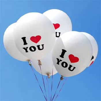10 adet 10 inç 2.2 g Kırmızı Lateks Balon Seni Seviyorum Beyaz Kalp Balon Romantik Evlilik Düğün Doğum Günü Partisi Dekorasyon Malzemeleri
