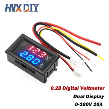 10A DC 0-100V Dijital Voltmetre Ampermetre Çift Ekran gerilim dedektörü Akım Ölçer Paneli Amp Volt Ölçer 0.28 