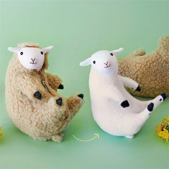 16 CM Güzel Koyun Fermuar Çıkarabilirsin Giysi Oyun Bebek peluş oyuncaklar Yumuşak Doldurulmuş Hayvanlar Komik Bebek Simülasyon Kuzu Çocuk Hediyeler