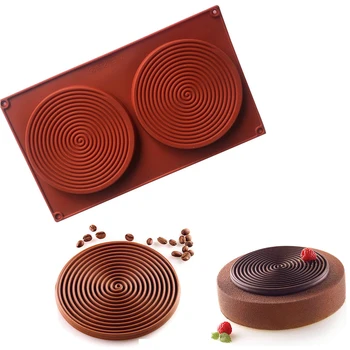 2 Delik Spiral Şekli silikon kalıp 3D Kek Kalıpları Mus Dondurma Çikolatalı Pasta Bakeware Tatlı Sanat Pan Dekorasyon Aracı
