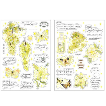 2 yaprak / paket Su Geçirmez Meyve ve Çiçekler Altın Özetlenen Dekoratif Sanat Dergisi Ev Çıkartmaları