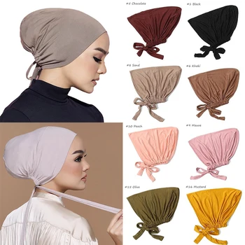 2021 Yeni Yumuşak Modal islami türban Şapka İç İç Kapaklar İslam Underscarf Kaput Şapka Kadın Başkanı wrap Turbante Mujer