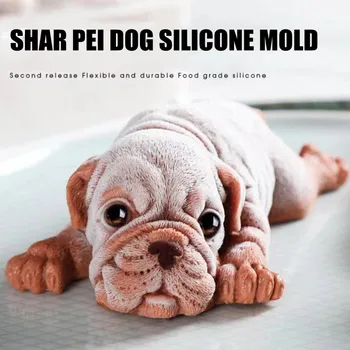 3D silikon kalıp Shar Pei Köpek Mousse Kek Kalıbı Dondurma Puding Kalıp Kek Dekorasyon Aksesuarları Araçları Buz Küpleri Kalıp