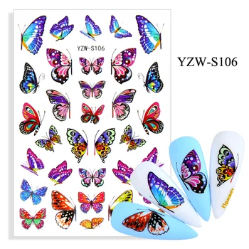 3D Çıkartmalar Çivi Kendinden yapışkanlı Renkli Güzel Kelebek Nail Art Süslemeleri Sevimli Böcekler Etiket tırnak kaplaması Aksesuarları