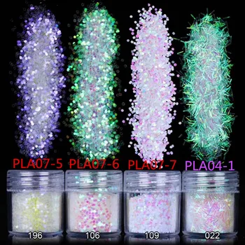 4 adet / grup Lazer Tırnak Sanat Holografik Glitter Gevreği Tozu Tırnak Glitter Seti Manikür Krom Pigment DIY Çivi Jel Lehçe