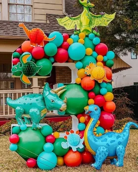 73 Adet Dinozor Kırmızı Ve Mavi Balon Garland Seti Orman Hayvan Karnaval Çocuk Doğum Günü Partisi çocuk Dekorasyon Malzemeleri