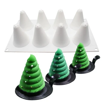 8 Kavite Noel Ağacı silikon kalıp Noel Ağacı Mus Kalıp Noel Kek Dekorasyon Kalıp Dondurma Kalıp Kek Araçları