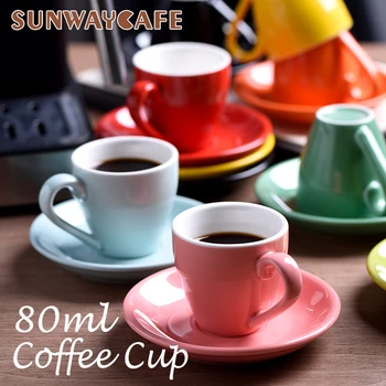 80 ml yüksek dereceli seramik kahve fincanları Kahve fincan seti Basit Avrupa tarzı Kupa Cappuccino çiçek bardak Latte
