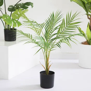 88 Cm Yapay Bitkiler Tropikal Palmiye Ağacı Sahte Plastik Bitkiler Zemin Büyük Yapay Ağaç Saksı Ev Bahçe Odası Ofis Dekor