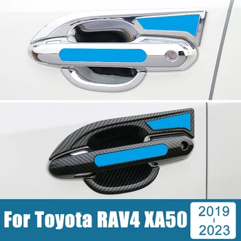 ABS Karbon Araba Kapı Kolu kase kapağı Koruma Trim Çıkartmalar Aksesuarları Toyota RAV4 2019-2021 2022 2023 RAV 4 XA50 Hibrid