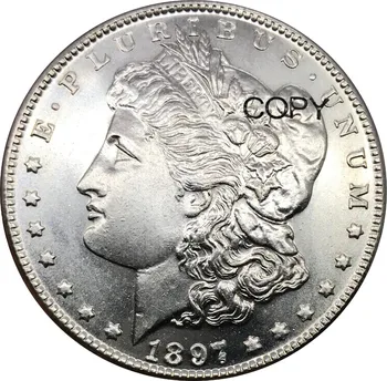 Amerika birleşik Devletleri 1897 S Cupronickel Gümüş Kaplama Morgan Bir Dolar Kopya Paraları