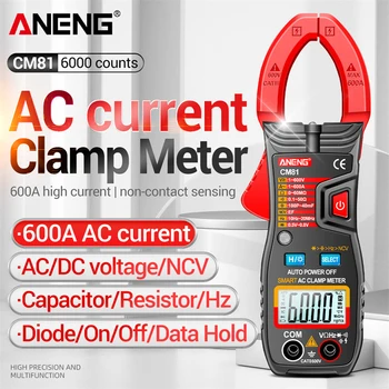 ANENG 6000 Dijital Kelepçe Metre/AC Geçerli Gerilim Direnç Frekans Sığa Test cihazı Oto Aralık NCV Multimetre DC Sayar 