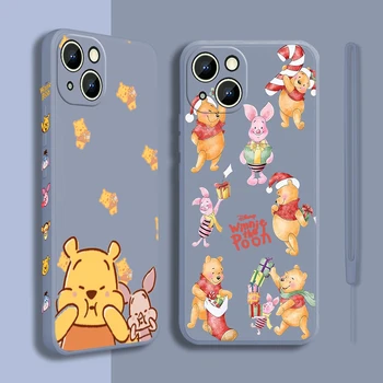 Anime Winnie the Pooh Telefon Kılıfı İçin Apple iPhone 13 12 Mini 11 Pro XS MAX XR X 8 7 6S SE Artı Sıvı Sol Halat Kapak Coque Çapa