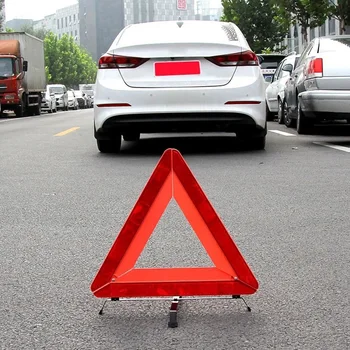 Araba Acil Arıza Güvenlik Uyarı Tripod Yansıtıcı Şerit Taşınabilir Katlanabilir Ayakta Kırmızı Trafik İşareti Üçgen Reflektör