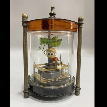 Ayrıntılı Çin koleksiyonu ev dekoratif bakır Katydid uğur böceği eski Emaye İşi mekanik saat (emaye işi renk rastgele)