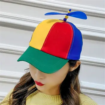 Bambu Yusufçuk Gökkuşağı güneşlikli kep Komik Macera Baba Şapka Snapback Şapka Helikopter Pervane Tasarımı Çocuklar için Erkek Kız Yetişkin