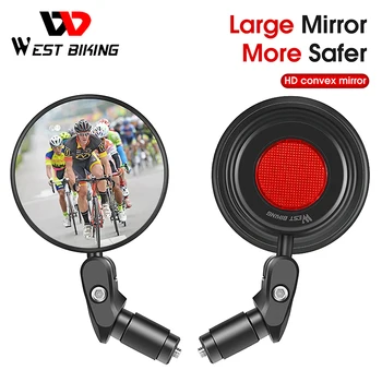 Batı BİSİKLET 360° Bisiklet dikiz aynası Geniş HD Bisiklet Aynası Ayarlanabilir gidon Reflektör MTB Bisiklet Aksesuarları