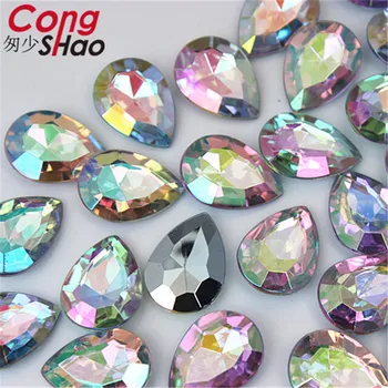 Cong Shao 100 adet 13 * 18mm AB Renk Akrilik Bırak Rhinestone trim Keskin alt taşlar ve kristaller DIY Takı Aksesuarları CS16