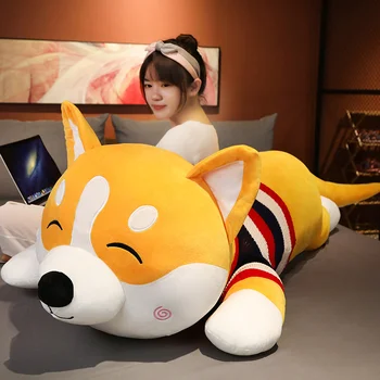 Dev 80-120cm Sevimli Shiba Inu Köpek peluş oyuncaklar Doldurulmuş Hayvan Yavru Köpek Yastık Minder Yumuşak oyuncak bebek Kawaii Noel Hediyesi Çocuklar için