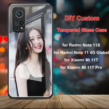 DIY Temperli Cam Durumda Xiaomi Redmi için K50i Not 11S 11 Küresel Mi 11T Pro POCO X4 Cumstom Resim Fotoğraf HD Baskı Kapak Fundas