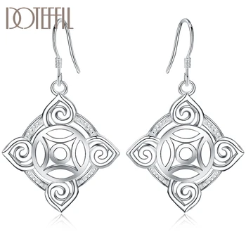 DOTEFFIL 925 Ayar Gümüş Geometrik Desen Damla Küpe Kadınlar İçin Düğün Nişan Parti moda takı