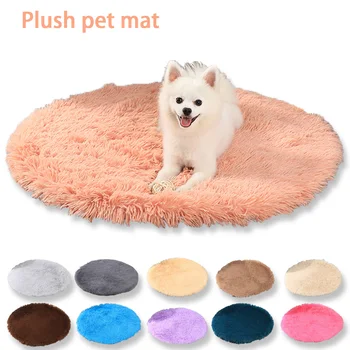 Düz Renkli Kedi Yatağı Mat 40cm yuvarlak Köpek Yatağı-100 cm Yumuşak ve Kabarık Sıcak Peluş Hayvan Köpek Kedi Pet Malzemeleri Mat Mat Uyku Battaniye 