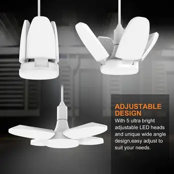 E27 38W LED garaj ışığı 4 Ayarlanabilir fan kanatları Katlanabilir Led Lamba Tavan ışıkları Ev garaj ışığı ing Lambaları AC85-265V