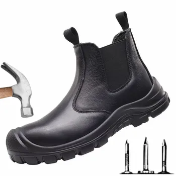 Emek Koruma Botları erkek Anti Smashing ve Delinme çelik burun Su Geçirmez ve Yağa Dayanıklı Saf Deri Güvenlik Ayakkabıları