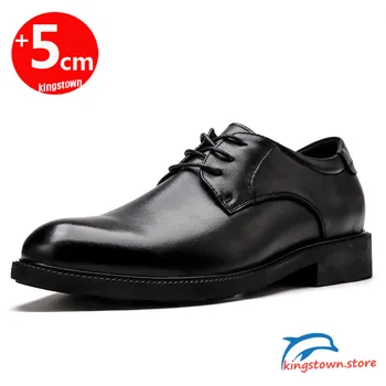 Erkek deri ayakkabı Asansör Ayakkabı Adam Yüksekliği Ayakkabı boy uzatan ayakkabı astarı 5 CM Siyah Resmi Ayakkabı Büyük Boy 36-47