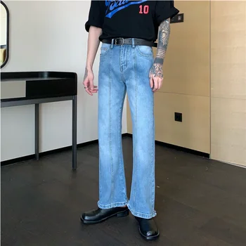 Erkek Giyim Mavi Duygusu Tasarım Yüksek Bel Geniş Bacak Kot 2022 Sonbahar Yeni Baggy Çok Yönlü Mizaç düz pantolon Kadın