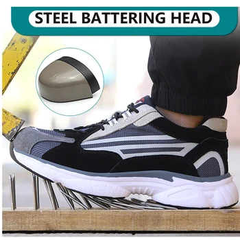 Erkekler çelik burun Rahat erkek Botları İş Yıkılmaz Ayakkabı Delinmez İş Sneakers Nefes erkek Güvenlik Botları