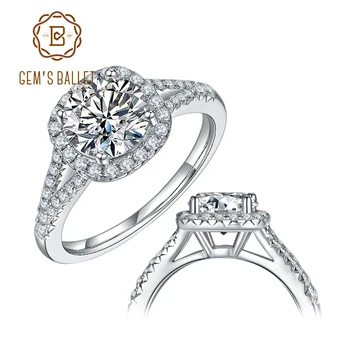 GEM'S BALE 925 Ayar Gümüş Halo Nişan Yüzüğü 1.5 ct 2 ct 3ct D Renk Mozanit Pırlanta Yüzük Kadınlar İçin Güzel Takı