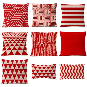 Iskandinav Geometrik Kırmızı Noel Yastık Örtüsü Şerit minder örtüsü Ev Dekoratif Atmak Keten Yastık Kılıfı kanepe yastık kılıfı s
