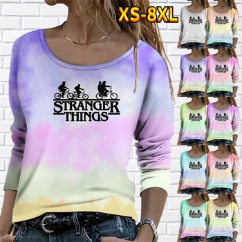 İlkbahar Sonbahar Günlük Uzun Kollu kadın Moda Üst Trend V Yaka Yeni Tasarım baskılı tişört Casual Tee Gömlek Gevşek Kazak