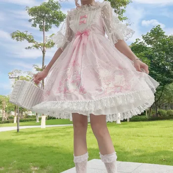 Japon tatlı lolita elbise vintage dantel ilmek sevimli baskı viktorya dönemi tarzı elbise kawaii kız gotik lolita jsk prenses loli cos