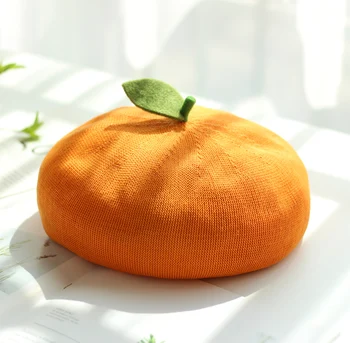 Japon yumuşak kardeş ressam şapka çocuk sevimli küçük yaprak tomurcuk şapka meyve elma portakal bere bahar yaz nefes