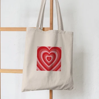 Kadın Alışveriş Kalp Sanat Alışveriş Tuval Alışveriş Çantası kız çanta Tote Omuz Bayan Çantası