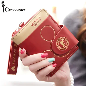 Kadın küçük cüzdan karikatür mickey sevimli bozuk para cüzdanı çile kart tutucu bayan cüzdanlar ve çantalar kadın cüzdan ünlü marka