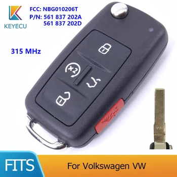 KEYECU Çevirme Uzaktan Araba Anahtarı Fob Volkswagen VW FCC ID: NBG010206T P/N: 561 837 202 D, 561 837 202 A 5 Düğmeler 315MHz