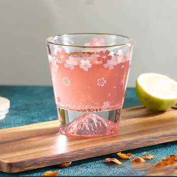 Kiraz çiçeği kar tanesi cam volkan romantik yaratıcı zevkli yuvarlak sanat su bardağı ev ticari high-end çay seti hediye