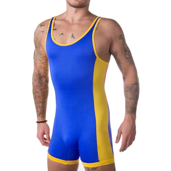 Klasik Tarzı Düz Renk güreş atleti Bodysuit Leotard Kıyafet Iç Çamaşırı SPOR Kolsuz Triatlon PowerLifting Skinsuit