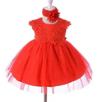 Kırmızı Resmi Zarif 1 Yaşındaki Doğum Günü Elbise Tatlı Bebek Kız Beyaz Parti Vestido Bebek bebek kıyafetleri 0-24 Ay ABF164717
