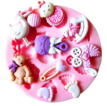 Melek Kanatları fondan kek silikon kalıp Bebek Duş Parti DIY Ters şekillendirme çikolata mutfak Pişirme dekorasyon araçları F0060