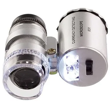 OOTDTY 60x Mini Cep LED UV Kuyumcular Büyüteç Mikroskop Cam Mücevher Büyüteç