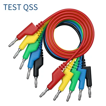 QSS 5 Adet 4MM İstiflenebilir Çift Muz Fiş Multimetre Silikon Testi Kurşun Kablo tel 1M 15A Q. 70054
