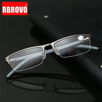 RBROVO Metal Yarım Çerçeve okuma gözlüğü Erkek Kadın Iş Kare Hipermetrop Gözlük Reçete + 2.5 + 3.0 Uzak Görüş Gözlük