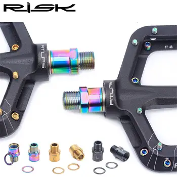 RISK 8 adet / kutu bisiklet pedalları Cıvata Titanyum Alaşımlı TC4 MTB Yol Bisikleti Kros Pedalı Anti Atlama Vida Bisiklet Ayak Mandal Cıvata
