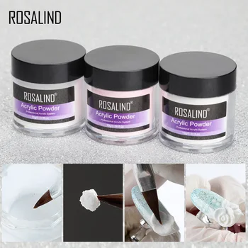 ROSALIND Kristal Toz Akrilik Nail Art İpuçları Pembe Beyaz Şeffaf Tırnak Manikür Tozu 10g 3D Nail Art Uzatma Oluşturucu Polimer